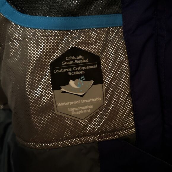 Columbia Jacket Cobalt Blue Omni Tech Waterproof Coat Womens Medium Ski Winter - Picture 10 of 14